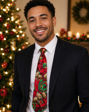 Garcia Dracula Claus Collection 60 Reindeer Novelty Christmas Tie Red Green Poly